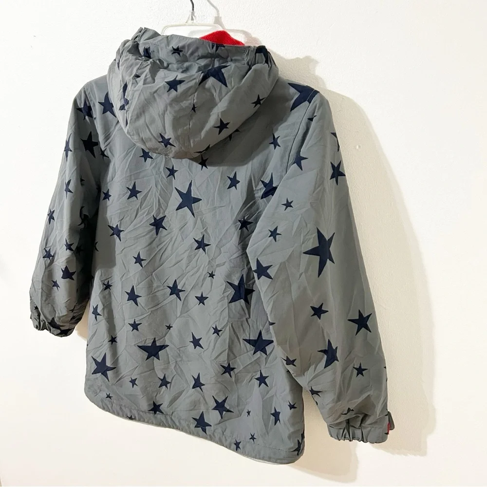 Hanna Andersson Size 140 US 10 Star Print Hooded Winter Jacket Fleece Lined